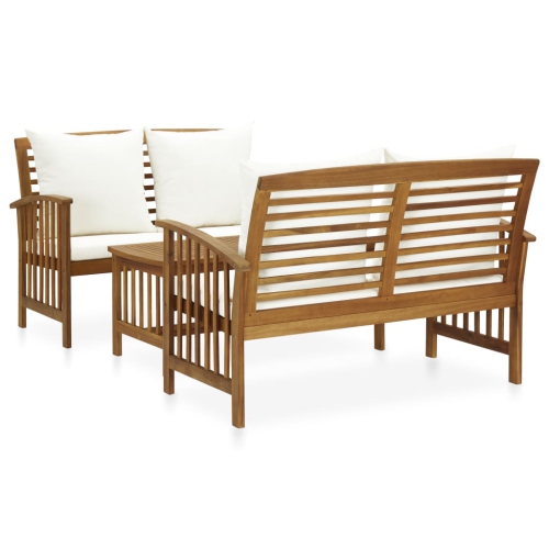VIDAXL  3 Piece Patio Lounge Set With Cushions Solid Acacia Wood