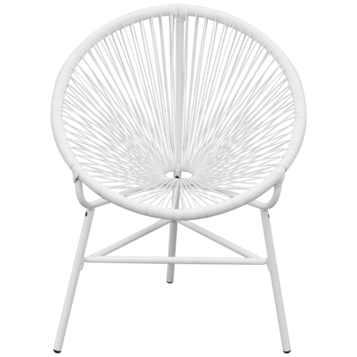 vidaXL Patio String Moon Chair Poly Rattan White