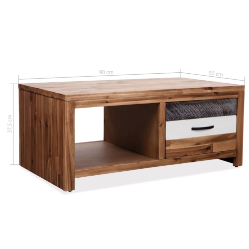 vidaXL Coffee Table Solid Acacia Wood 35.4"x19.7"x14.8"