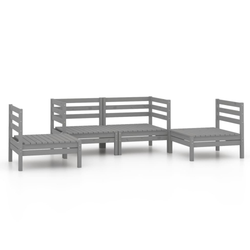vidaXL 4 Piece Patio Lounge Set Gray Solid Pinewood