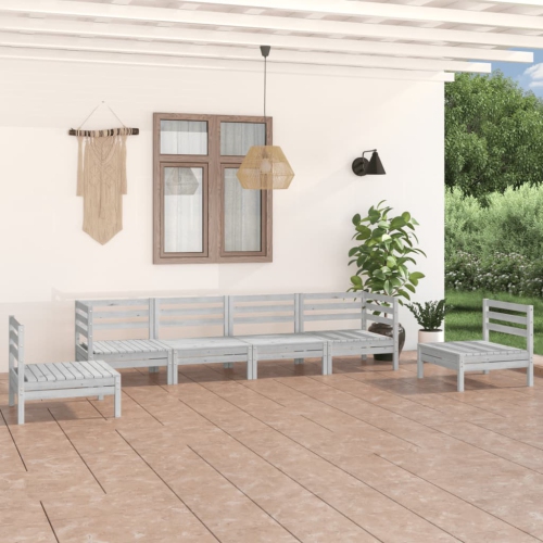 Ensemble patio de 6 pièces en bois massif Pinewood vidaXL blanc