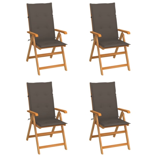 VIDAXL  Patio Chairs 4 PCs With Taupe Cushions Solid Teak Wood