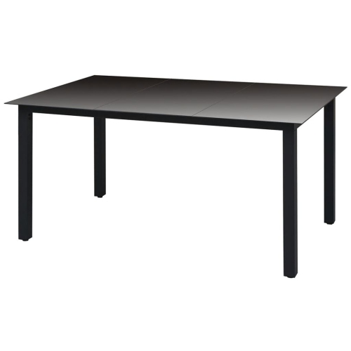 VIDAXL  Patio Table Black 59.1"x35.4"x29.1" Aluminium And Glass