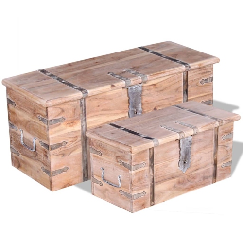 VIDAXL  2 Piece Storage Chest Set Acacia Wood