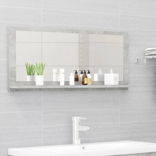 VIDAXL  Bathroom Mirror Concrete 35.4"x4.1"x14.6" Chipboard In Gray