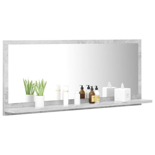 vidaXL Bathroom Mirror Concrete Gray 35.4"x4.1"x14.6" Chipboard