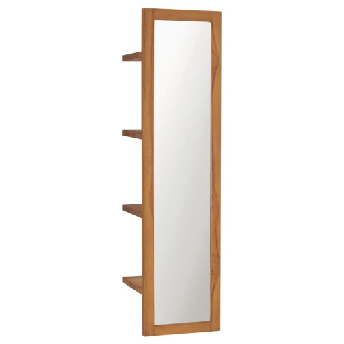 VIDAXL  Wall Mirror With Shelves 11.8"x11.8"x47.2" Solid Teak Wood