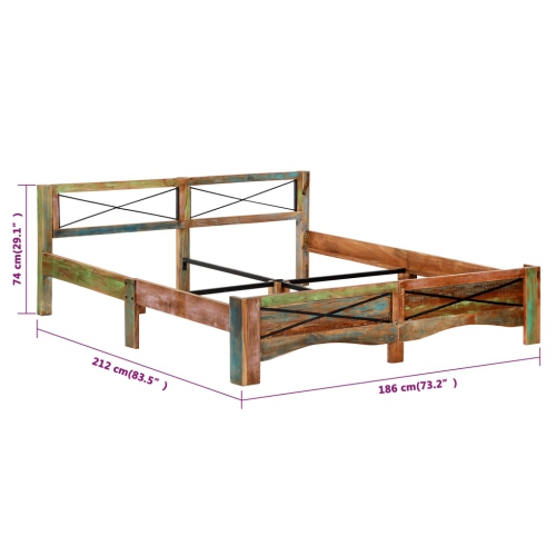 vidaXL Bed Frame Solid Reclaimed Wood 70.9"x78.7"