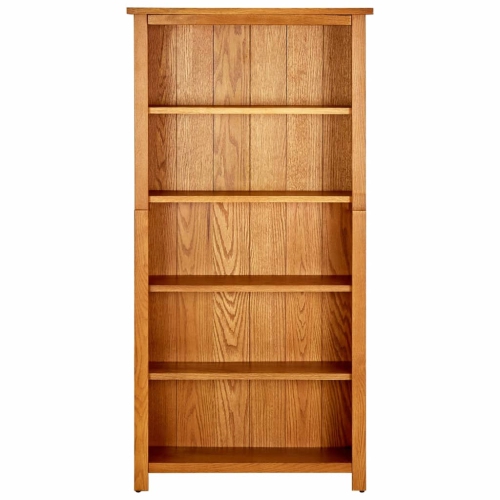 vidaXL 5-Tier Bookcase 27.5"x8.6"x55.1" Solid Oak Wood