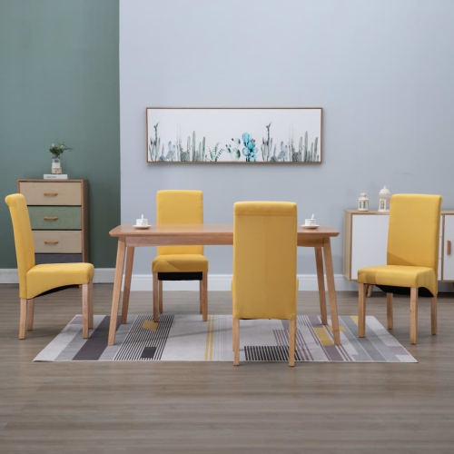 VIDAXL  Dining Chairs 4 PCs Yellow Fabric