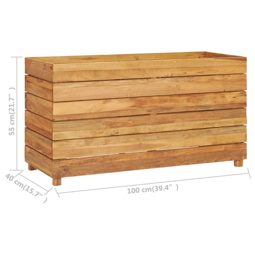 vidaXL Raised Bed 39.3"x15.7"x21.6" Recycled Teak and Steel