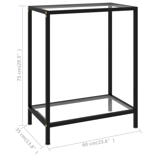 vidaXL Console Table Transparent 23.6"x13.8"x29.5" Tempered Glass