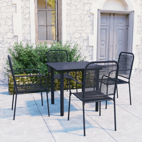 VIDAXL  5 Piece Patio Dining Set Glass And Steel In Black