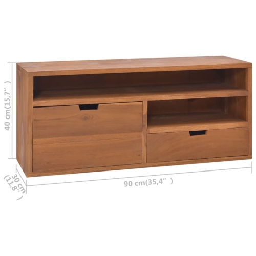 vidaXL TV Cabinet 35.4"x11.8"x15.7" Solid Teak Wood