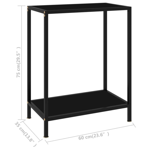 vidaXL Console Table Black 23.6"x13.8"x29.5" Tempered Glass