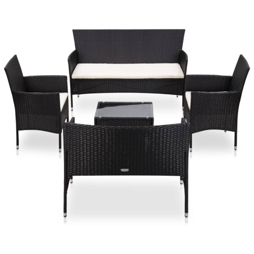 VIDAXL  5 Piece Patio Lounge Set With Cushions Poly Rattan In Black