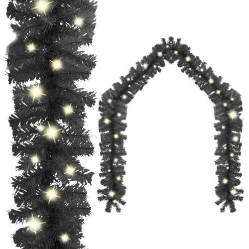 VIDAXL  Christmas Garland With Led Lights 787.4" Black