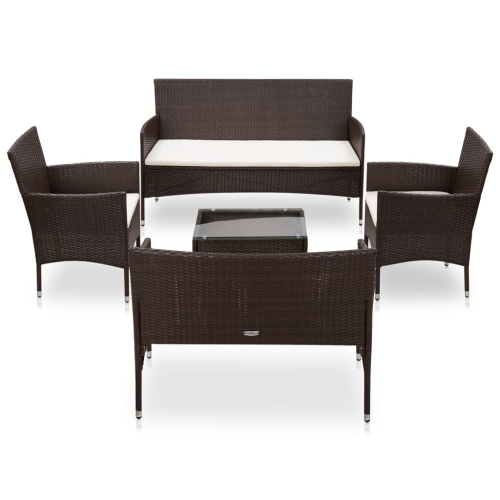 VIDAXL  5 Piece Patio Lounge Set With Cushions Poly Rattan In Brown