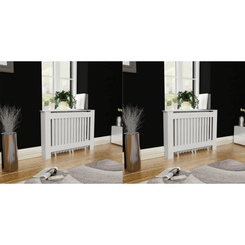 vidaXL Radiator Covers 2 pcs White MDF 44.1"