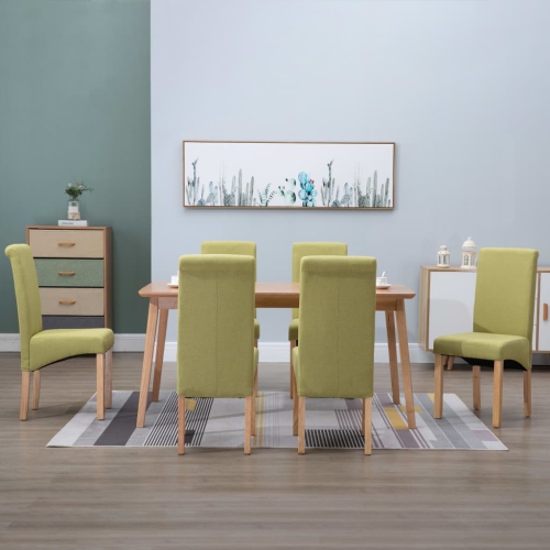VIDAXL  Dining Chairs 6 PCs Fabric In Green