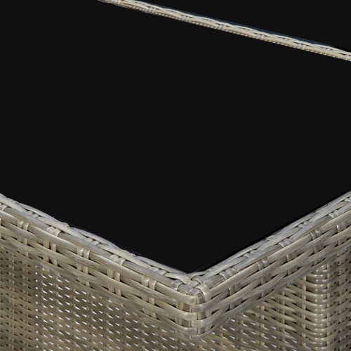 vidaXL Patio Table Brown Poly Rattan and Tempered Glass