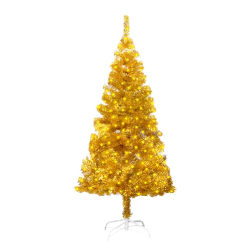 VIDAXL  Artificial Christmas Tree With Leds&stand Gold 59.1" Pet