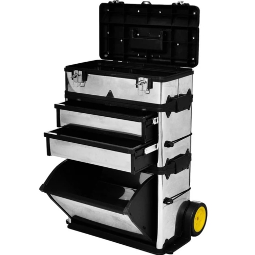 vidaXL 3-Part Rolling Tool Box with 2 Wheels