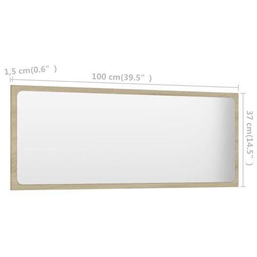 vidaXL Bathroom Mirror Sonoma Oak 39.4"x0.6"x14.6" Chipboard