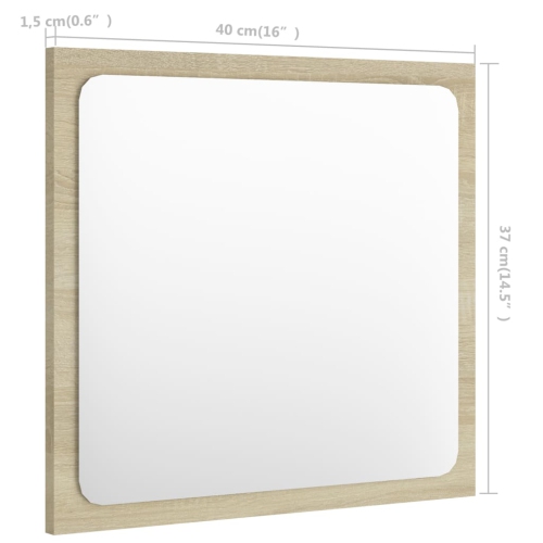vidaXL Bathroom Mirror Sonoma Oak 15.7"x0.6"x14.6" Chipboard