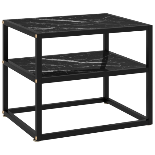 VIDAXL  Console Table 19.7"x15.7"x15.7" Tempered Glass In Black