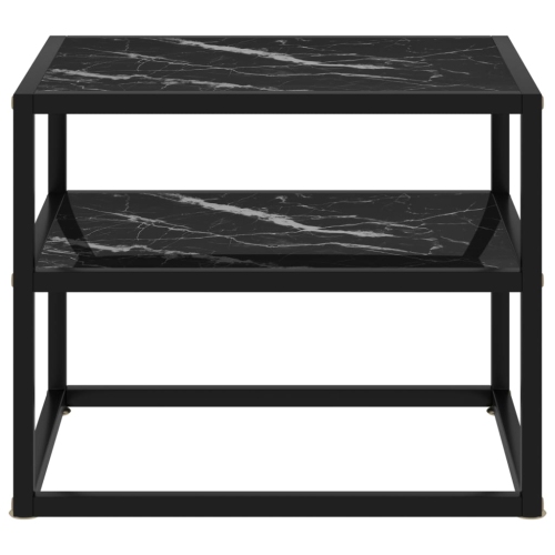 vidaXL Console Table Black 19.7"x15.7"x15.7" Tempered Glass