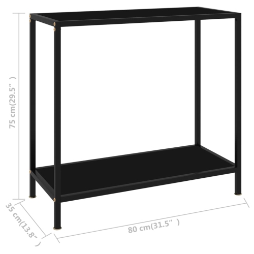 vidaXL Console Table Black 31.5"x13.8"x29.5" Tempered Glass