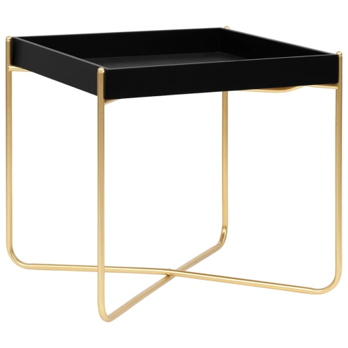 VIDAXL  Side Table And Gold 15"x15"x15.2" Mdf In Black