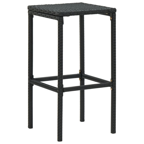 vidaXL Bar Stools with Cushions 4 pcs Black Poly Rattan