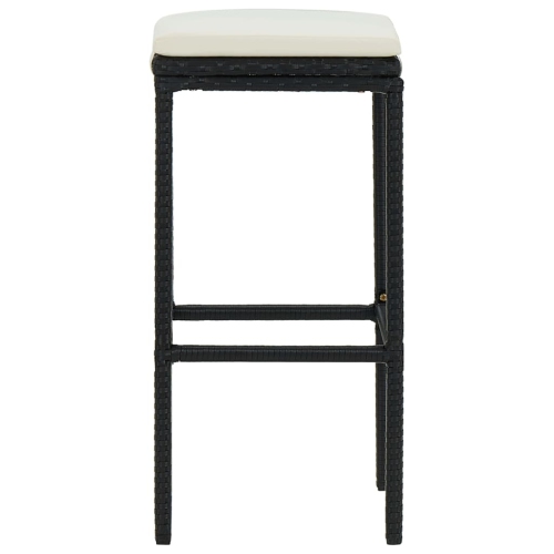 vidaXL Bar Stools with Cushions 4 pcs Black Poly Rattan