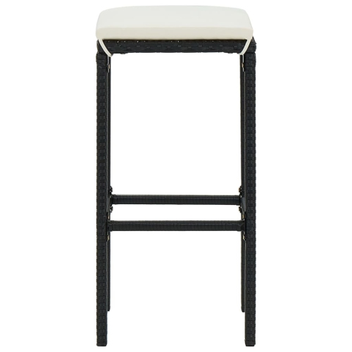 vidaXL Bar Stools with Cushions 4 pcs Black Poly Rattan