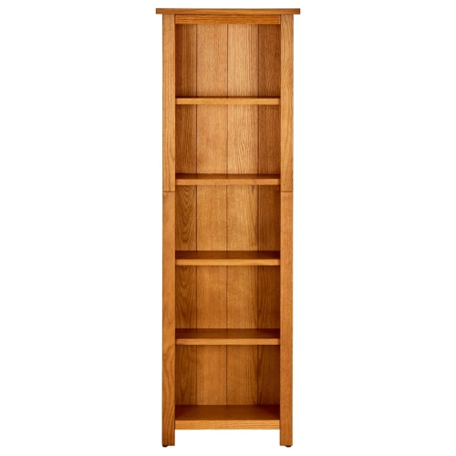 vidaXL 5-Tier Bookcase 17.7"x8.6"x55.1" Solid Oak Wood