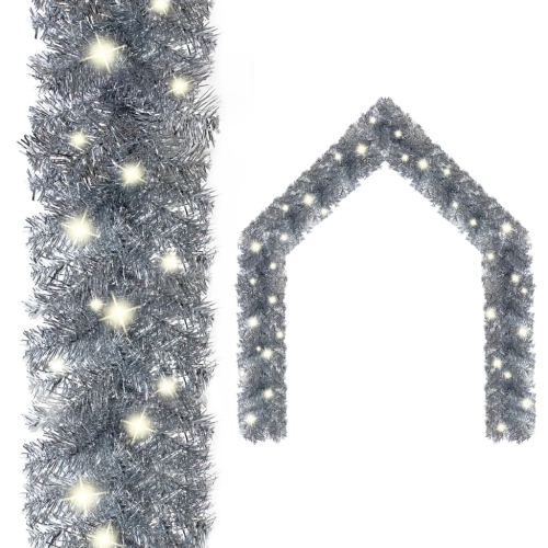 VIDAXL  Christmas Garland With Led Lights 393.7" Silver