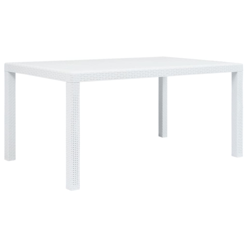 vidaXL Patio Table White 59"x35.4"x28.3" Plastic Rattan Look