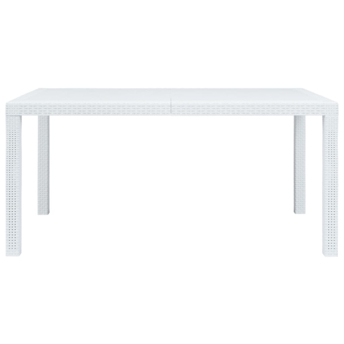 vidaXL Patio Table White 59"x35.4"x28.3" Plastic Rattan Look