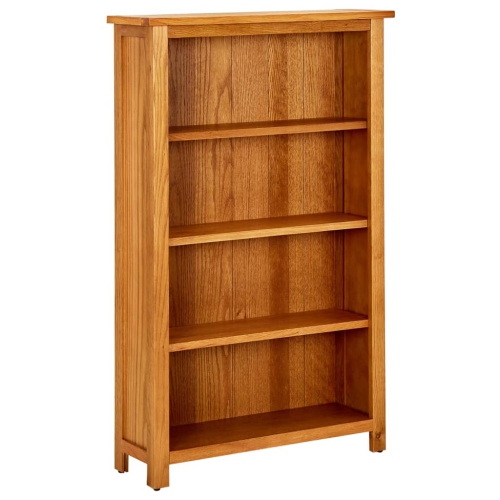 VIDAXL  4-Tier Bookcase 27.5"x8.6"x43.3" Solid Oak Wood