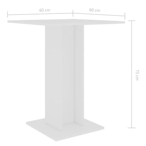 vidaXL Bistro Table White 23.6"x23.6"x29.5" Chipboard