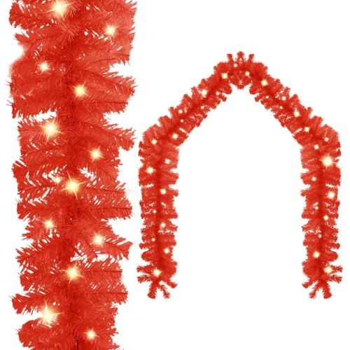 VIDAXL  " Christmas Garland With Led Lights 393.7"" Red"