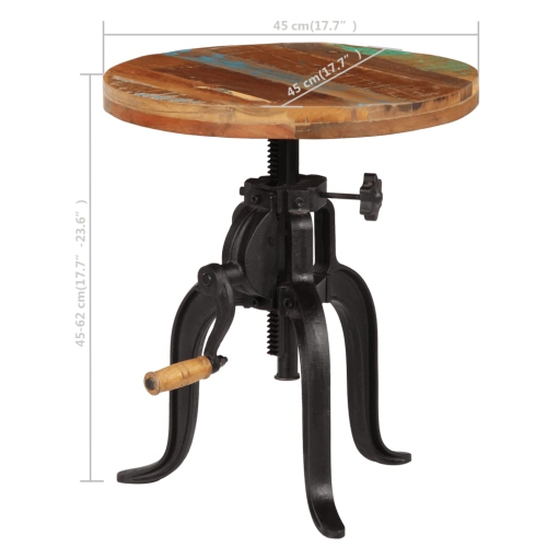 vidaXL Side Table 17.7"x Solid Reclaimed Wood and Cast Iron