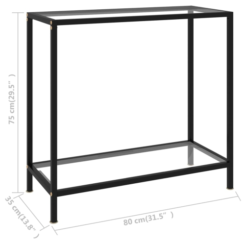 vidaXL Console Table Transparent 31.5"x13.8"x29.5" Tempered Glass