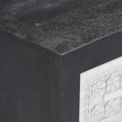 vidaXL Hand Carved TV Cabinet Gray&White 47.2"x11.8"x15.8" Solid Mango Wood