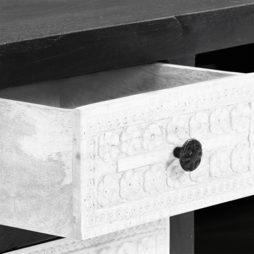 vidaXL Hand Carved TV Cabinet Gray&White 47.2"x11.8"x15.8" Solid Mango Wood