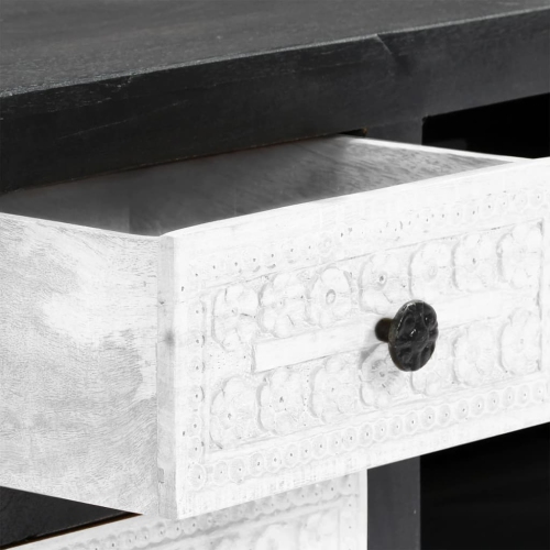 vidaXL Hand Carved TV Cabinet Gray&White 47.2"x11.8"x15.8" Solid Mango Wood
