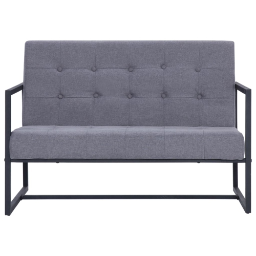 vidaXL 2-Seater Sofa with Armrests Light Gray Steel and Fabric