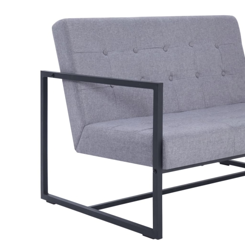vidaXL 2-Seater Sofa with Armrests Light Gray Steel and Fabric